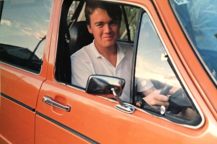 Michael Rowland as a teenager in his first car.