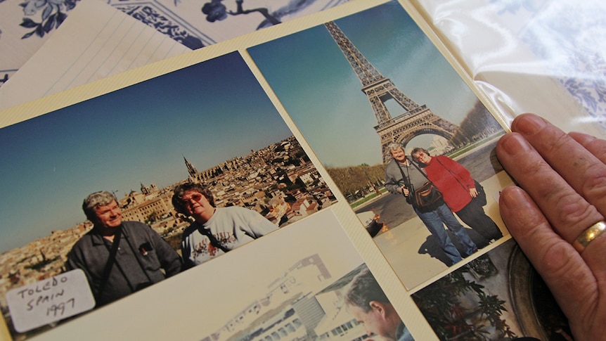 Old photographs of couple in Paris and Spain.