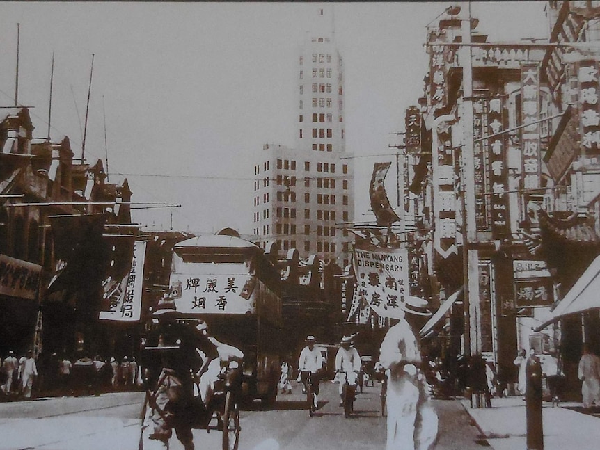 A tall skyscraper building in Shanghai, China c.1930s.