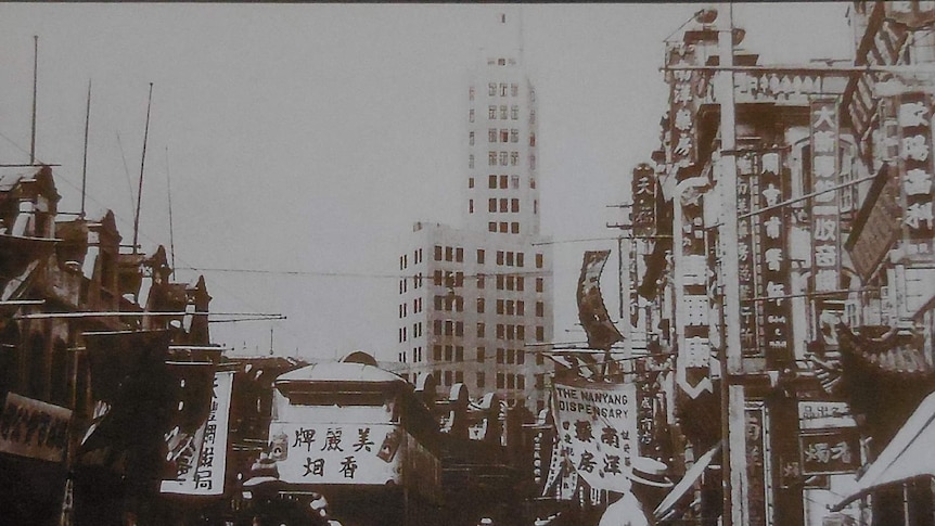 A tall skyscraper building in Shanghai, China c.1930s.