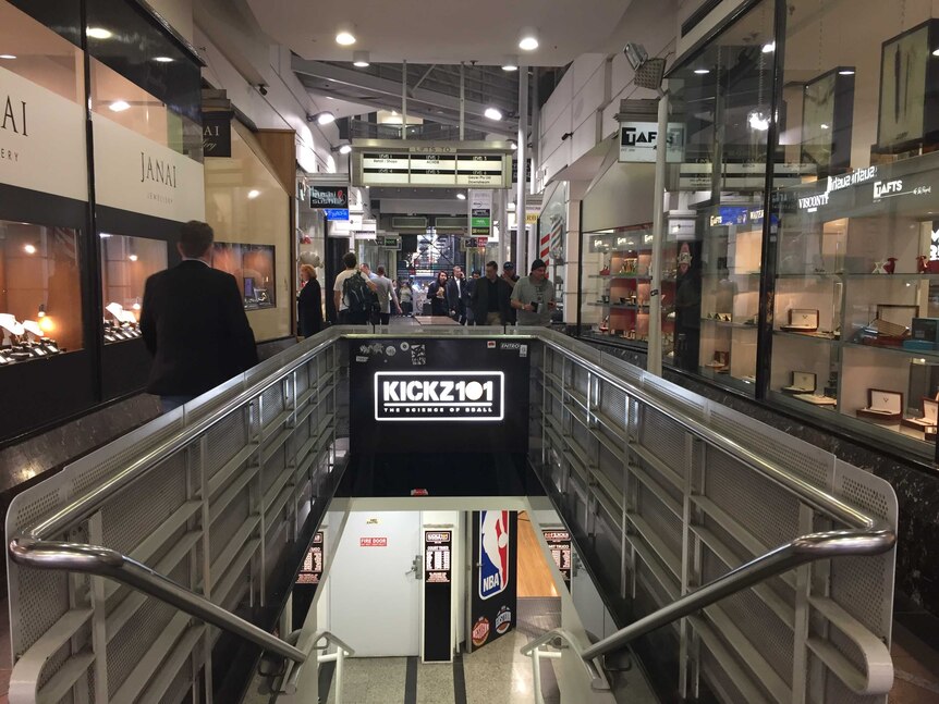 A stairway in a Melbourne shopping mall