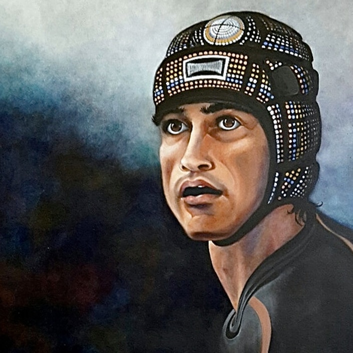 A portrait of NRL player Johnathan Thurston