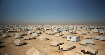 Aerial photo of Zaatari refugee camp in Jordan