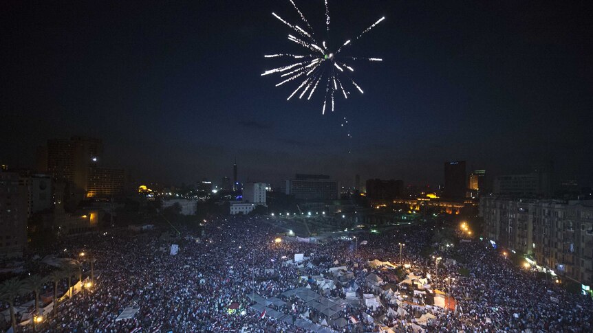 Egyptian protesters gather in Tahrir square