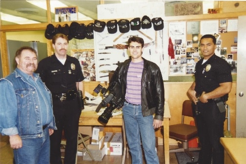 Les Twentyman meets with police in Los Angeles in 1999.