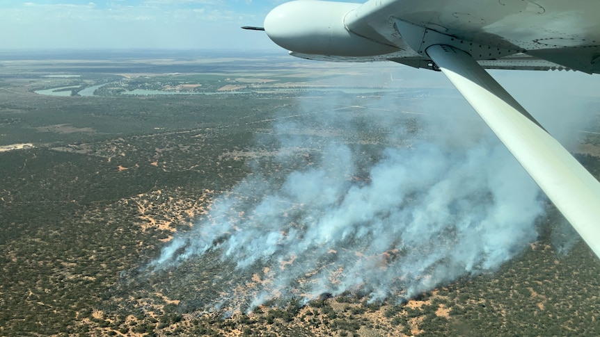An aerial image of the Fisher scrub fire.