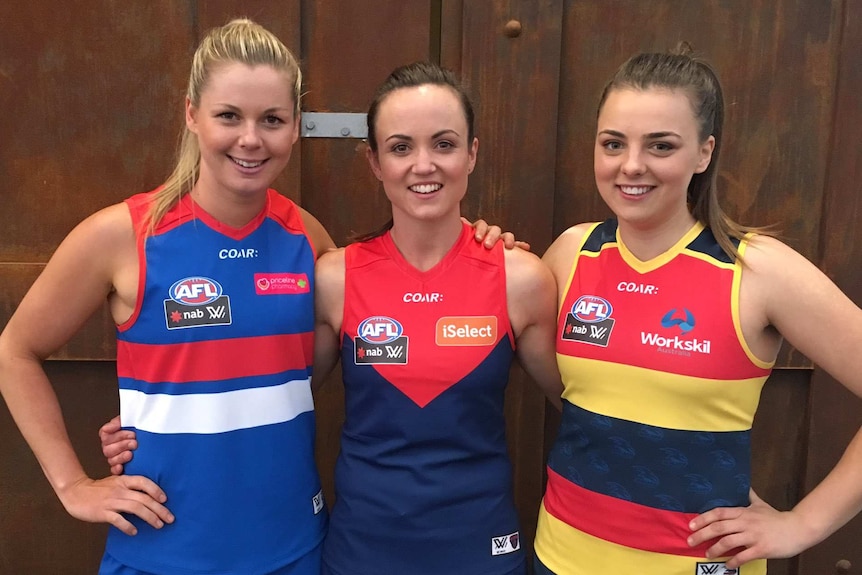 Women's AFL Katie Brennan, Daisy Pearce and Ebony Marinoff