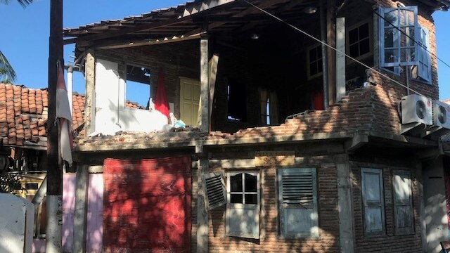 Houses were damaged on Gili Island during the magnitude-7 earthquake on Lombok.