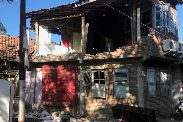 Houses were damaged on Gili Island during the magnitude-7 earthquake on Lombok.