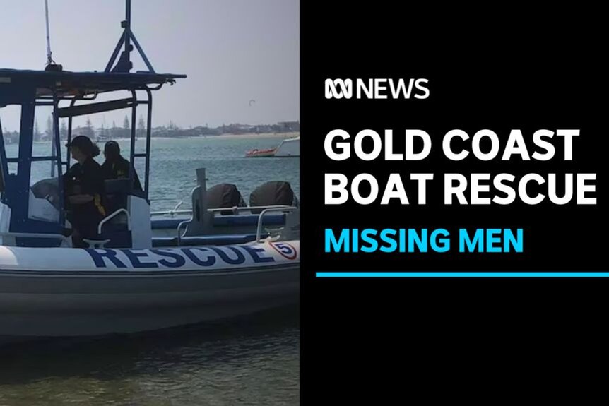 Gold Coast Boat Rescue, Missing Men: A police rescue boat with officers on board.