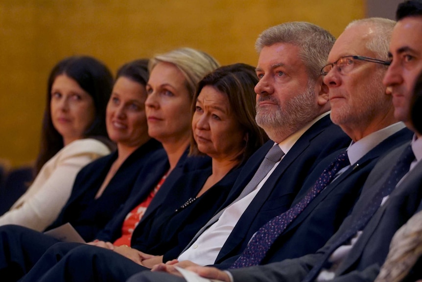 Front row of the memorial for Mark Colvin.