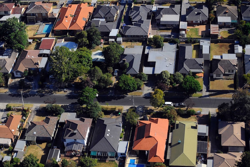 An aerial view of Melbourne's south-eastern suburbs.