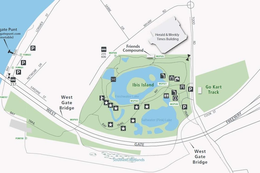 A map of Westgate Park in Port Melbourne.