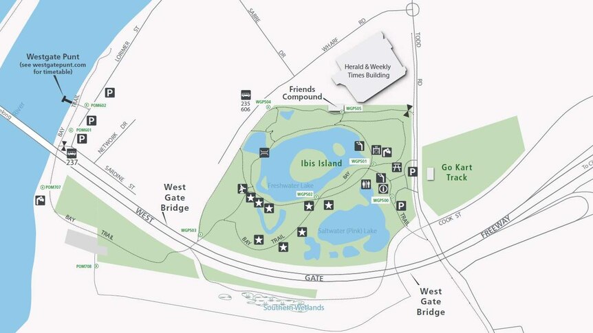 A map of Westgate Park in Port Melbourne.