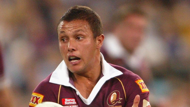 Scott Prince passes the ball for the Maroons
