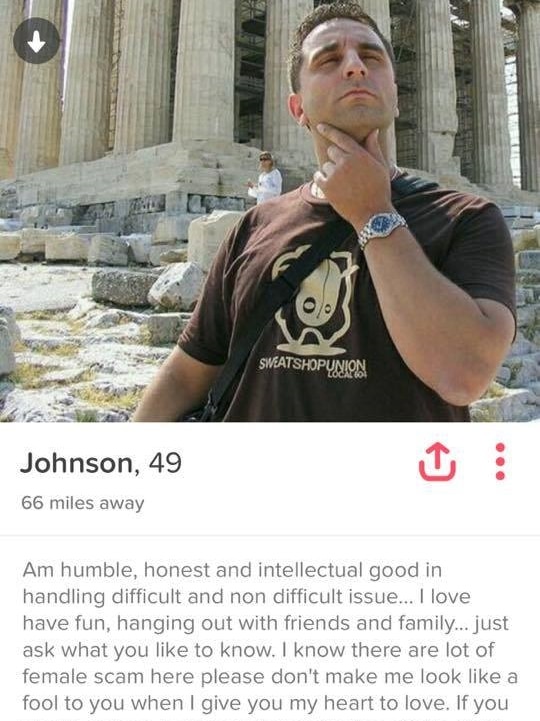 Alec's photos were used on this fake Tinder profile.