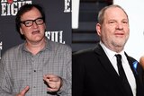 A composite image of Quentin Tarantino and Harvey Weinstein.
