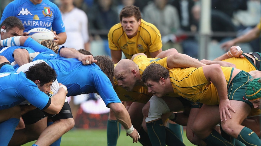 Wallabies James Slipper and hooker Stephen Moore pack down against a 'cunning' Italian scrum.