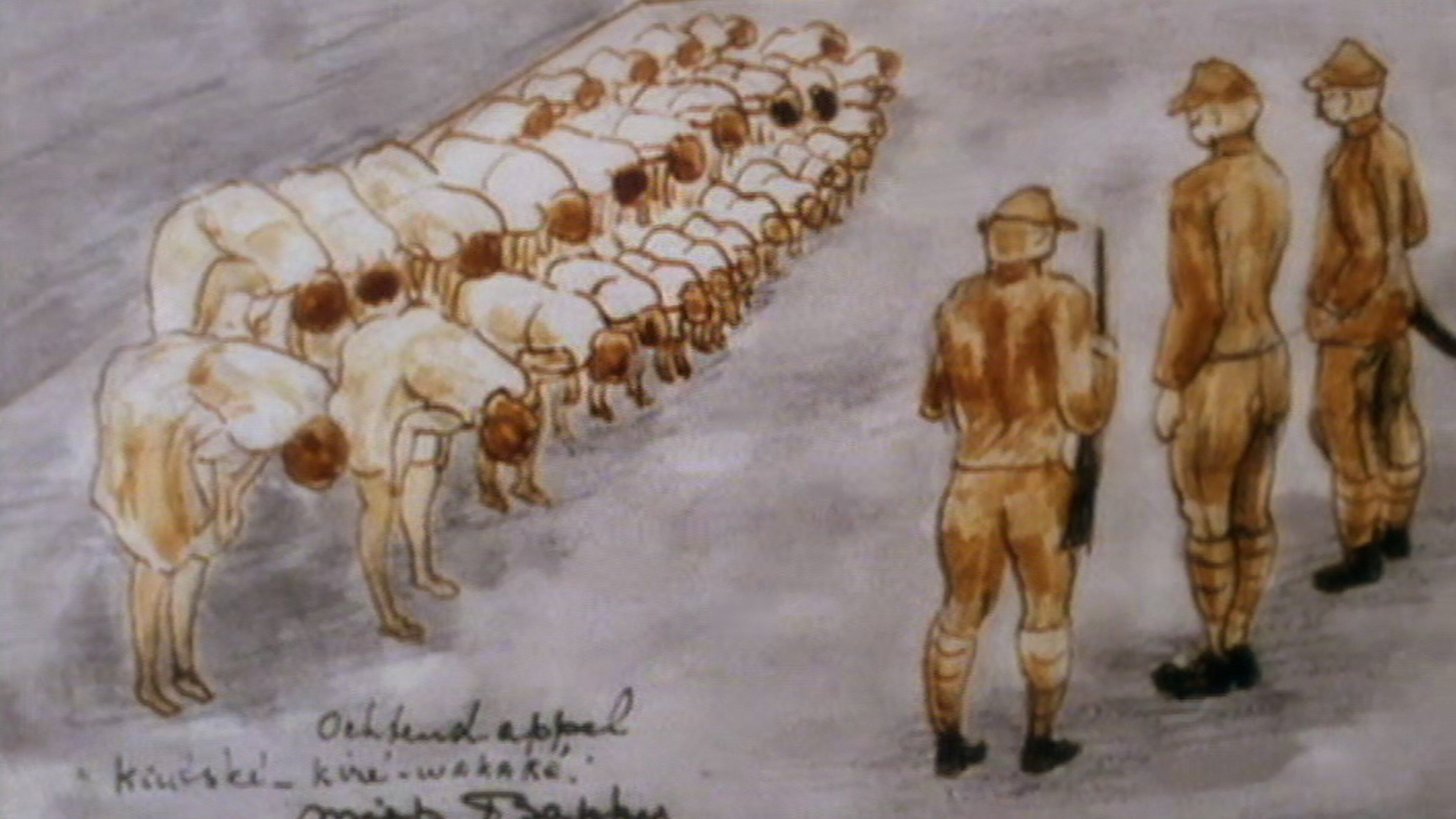 Jan Ruff O'herne draws about Japanese officials taking the girls to serve as sex slaves.