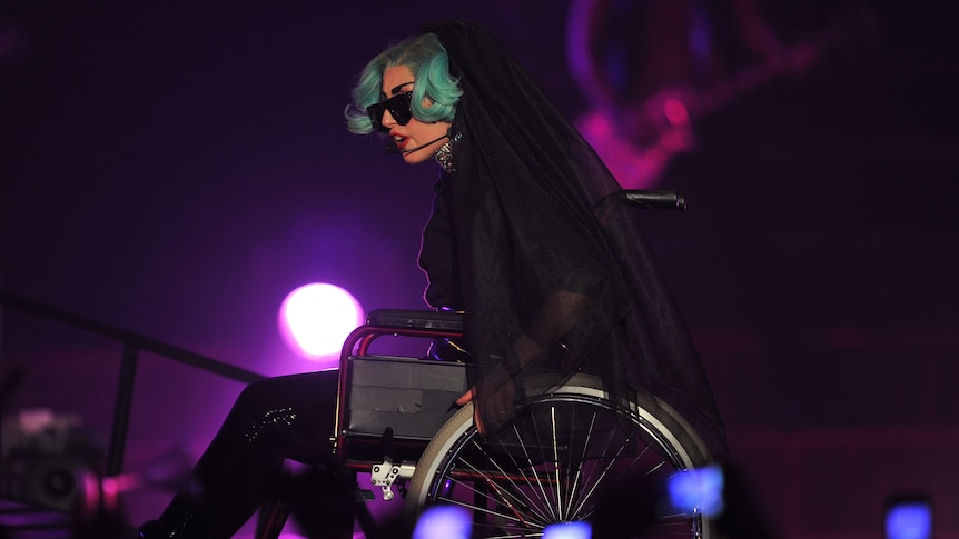 Lady Gaga in a wheelchair