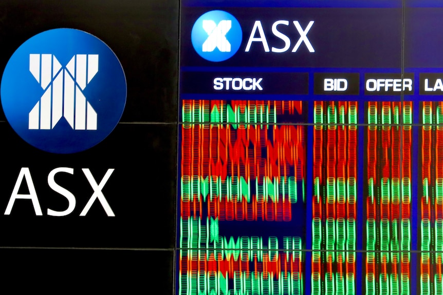 Stock board at the Australian Securities Exchange