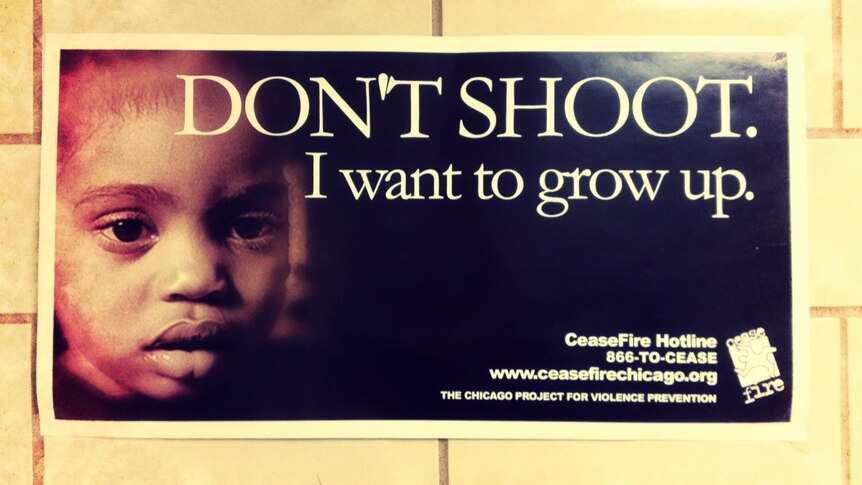 A poster in Chicago reads: "Don't shoot. I want to grow up."