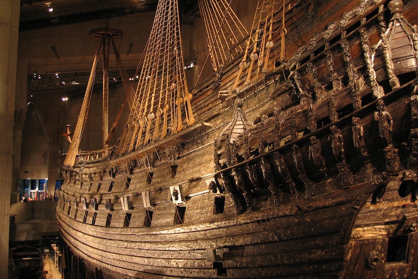 The Vasa as she is today in a museum in Stockholm.