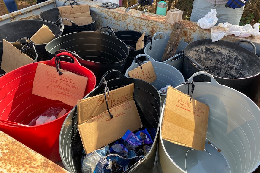 Tubs collected from Misery Beach.