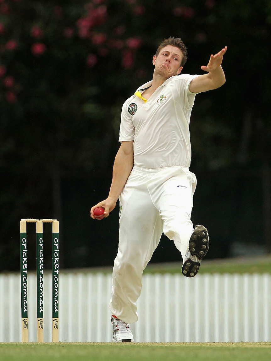 James Pattinson bowling for Australia A v New Zealand