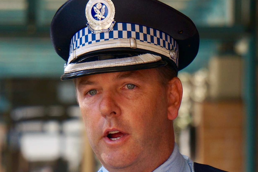 Wollongong Police Commander Superintendent Chris Craner talks to media outside the police station