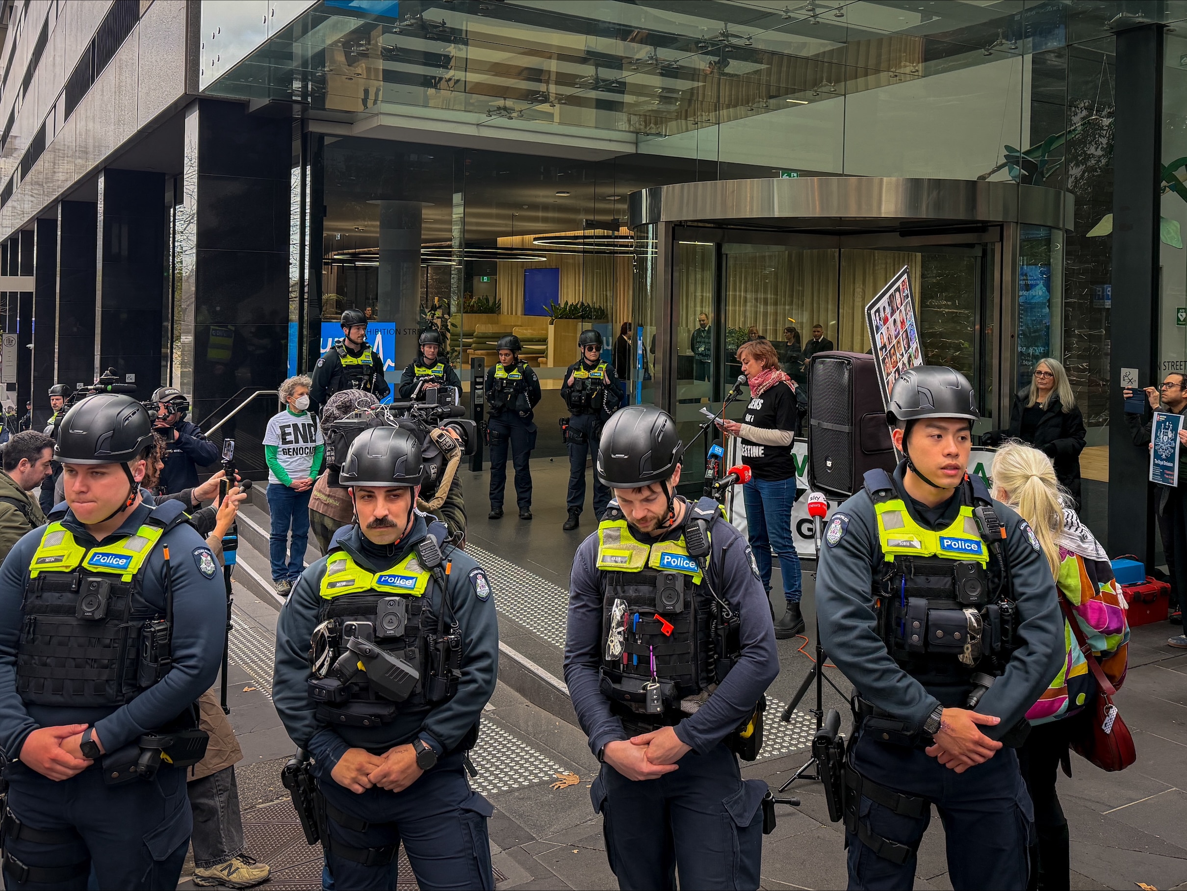 Protests outside court