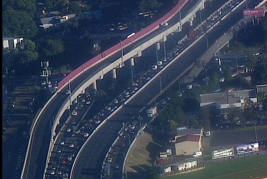 aerial view of traffic congestion on a motorway