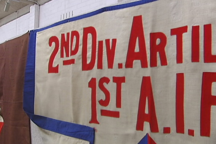 A World War One banner restored by hand and returned to the RSL ahead of the centenary of the Gallipoli landings