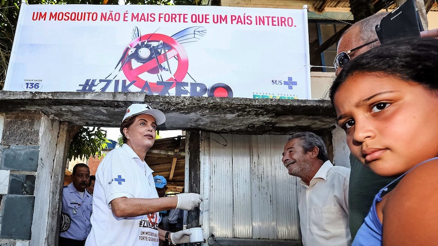 Brazil's President Dilma Rousseff raises awareness about Zika