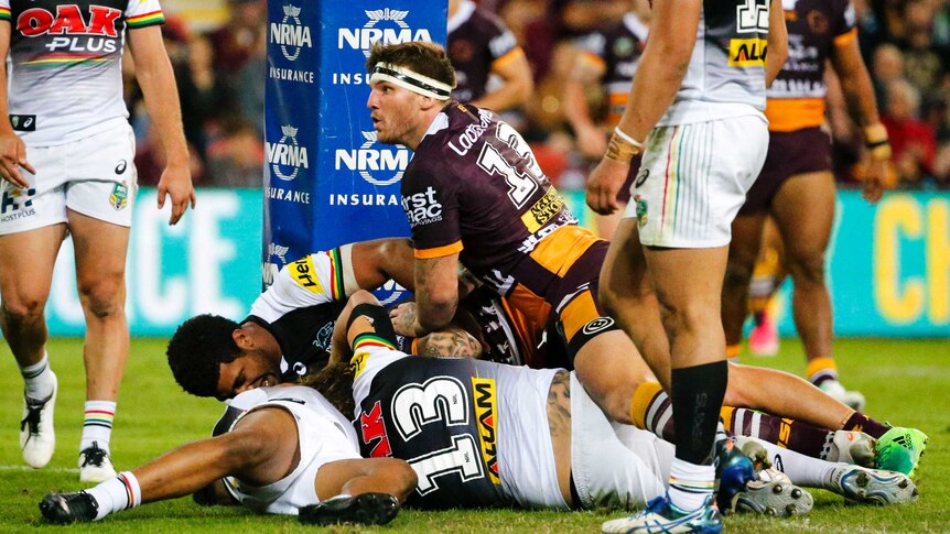 Brisbane Broncos and Penrith Panthers crash over the line