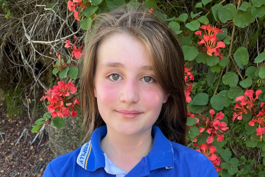 Miranda Stott in her school uniform.