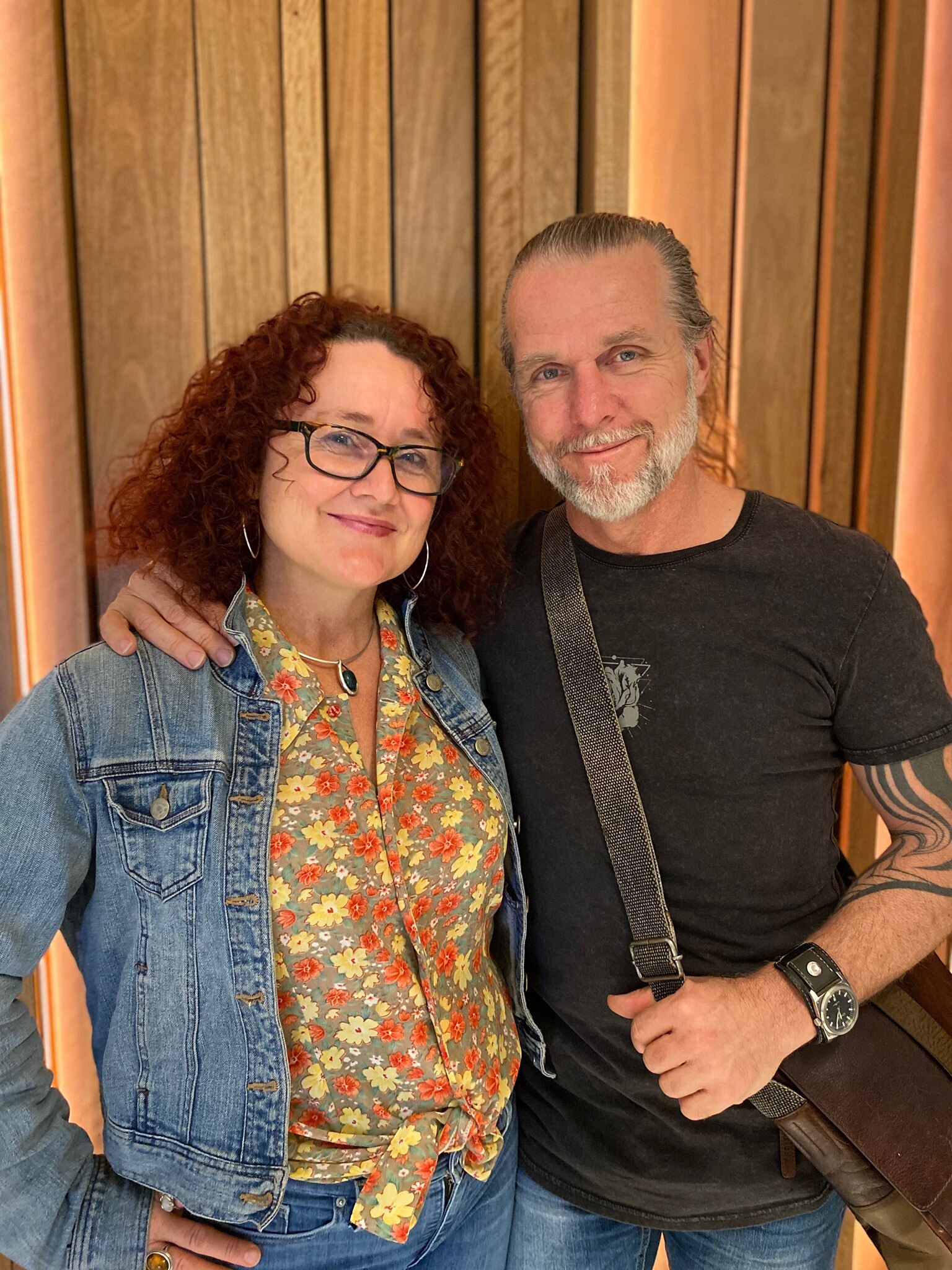 A woman and a man standing together.