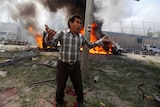 An Afghan man reacts at the site of a blast in Kabul, Afghanistan May 31, 2017.