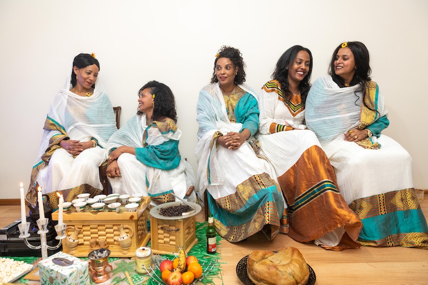 Tola family members including Meseret celebrate Ethiopian New Year.