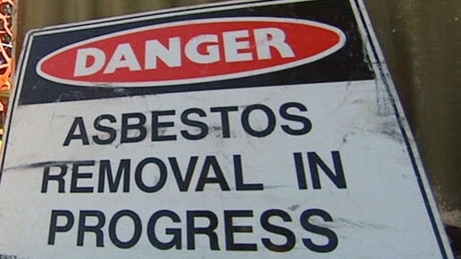 Asbestos removal warning sign.