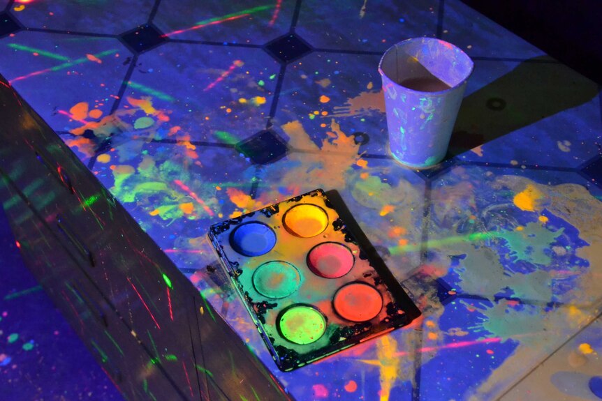 Neon paints at Julian Scharf's party.