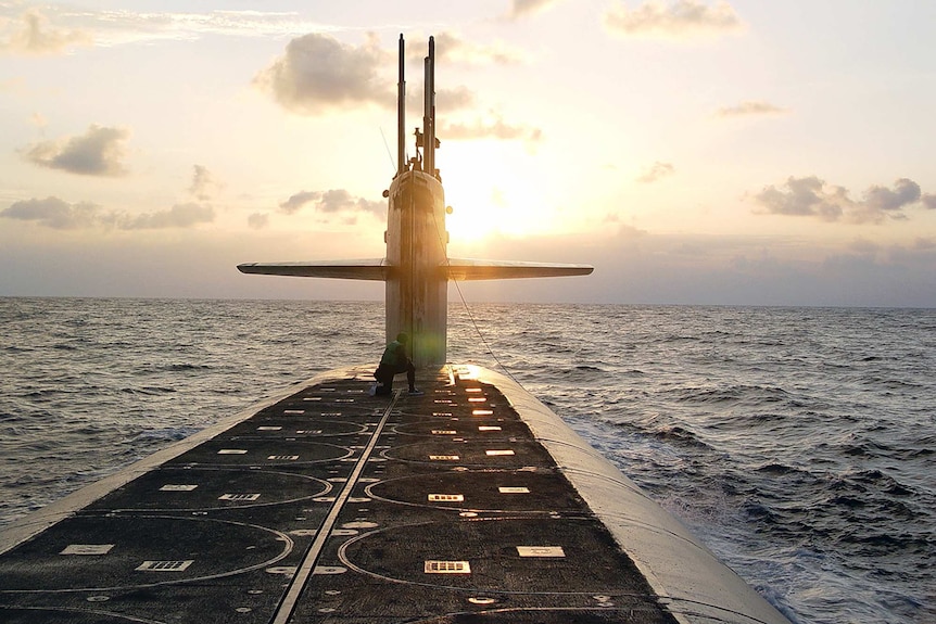 A submarine-launched ballistic missile warhead at sea