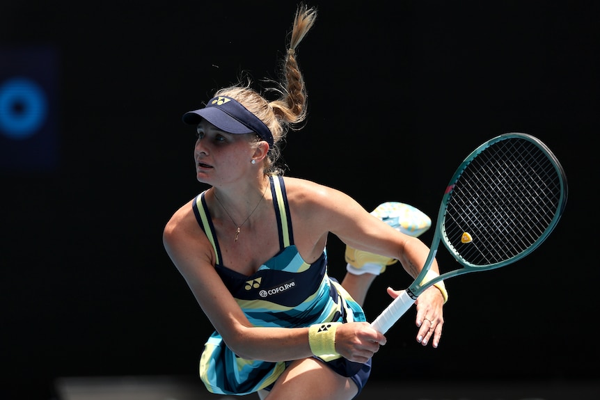 Dayana Yastremska serves during the 2024 Australian Open.