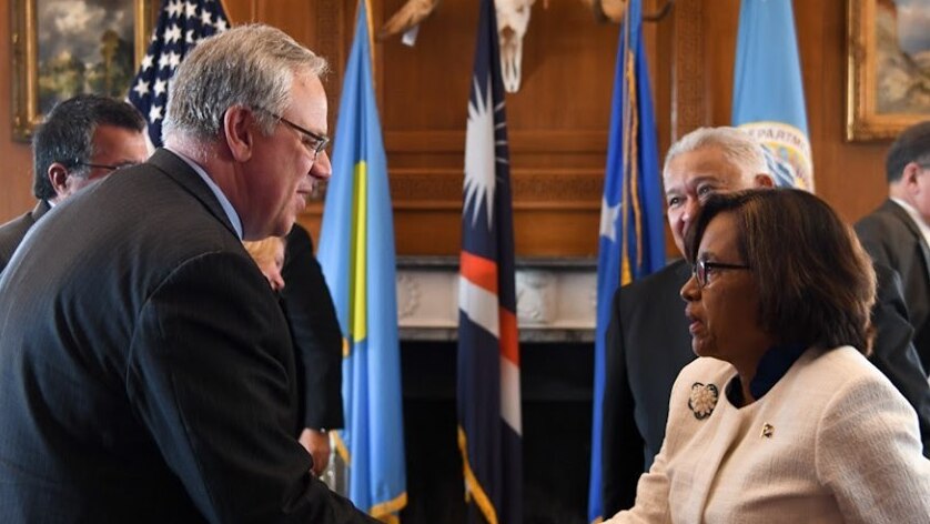 US Secretary of the Interior David Bernhardt and President of the Marshall Islands, Hilda Heine.