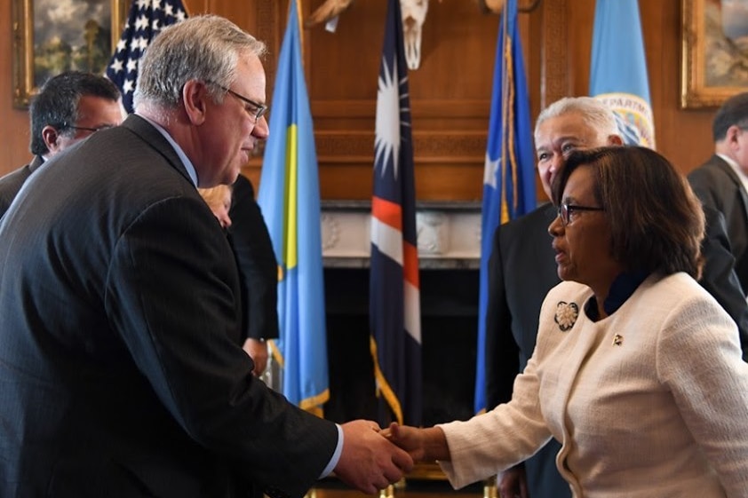 US Secretary of the Interior David Bernhardt and President of the Marshall Islands, Hilda Heine.