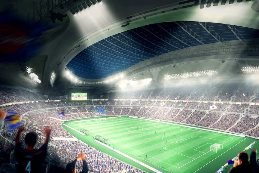 Artist's impression of interior of the new National Stadium for the 2020 Olympic Games in Tokyo.