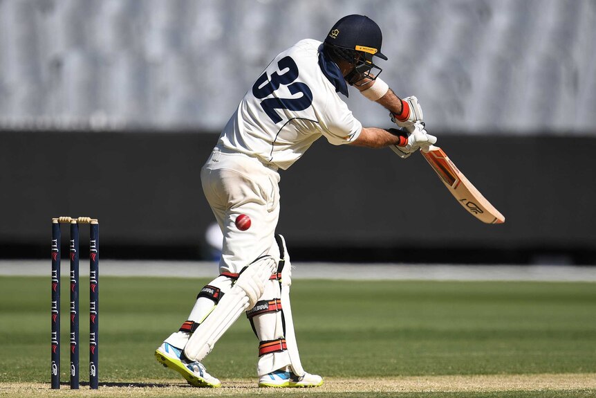 Glenn Maxwell of Victoria edges behind to be out against Tasmania on day one at the MCG.