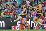 Paul Seedsman of the Adelaide Crows scores a goal a goal against the Sydney Swans at the SCG, Friday, April 20, 2018