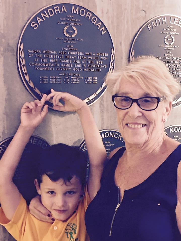 Olympic gold medallist Sandra Morgan-Beavis with her grandson Callum Greentree