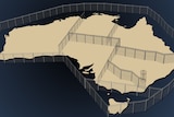 A graphic showing Australia's borders fenced off.
